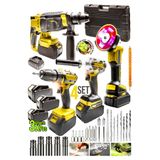 Profesyonel Şarjlı Darbeli 4'lü Set 2-26 Hilti 125mm Taşlama 13mm Matkap 650 nm Somun Sökme Hediye