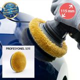 Profesyonel Seri %100 Doğal Kuzu Postu Polisaj Keçesi 115 Mm Sarı