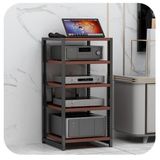 Profesyonel Ses Dolabı HiFi Rafları 5 Seviyeli, Yüksekliği Ayarlanabilir AV Medya Standı, CD Çalar, Stereo Ses Amplifikatörü, Multimedya Depolama Dolabı (ceviz)