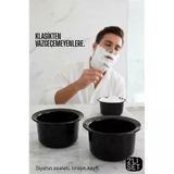 Profesyonel Siyah Tıraş Tası 2 Li Set - Berber Tipi Ergonomik Sabun Köpürtme Kabı - 719653