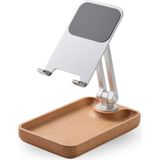 Profesyonel Tok Alüminyum Stand Ahşap Tabanlı Business Model A Sınıfı Malzeme Döner Tablet Akıllı Telefon Standı Masaüstü Stand Katlanabilir Cep Telefonu Telefon Tutucu A.kahverengi TM01