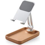 Profesyonel Tok Alüminyum Stand Ahşap Tabanlı Business Model A Sınıfı Malzeme Döner Tablet Akıllı Telefon Standı Masaüstü Stand Katlanabilir Cep Telefonu Telefon Tutucu A.kahverengi TM01