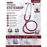 Profesyonel Yetişkin Stetoskop - Siyah & Bordo Seri