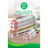 proff 6 Lı Eko Paket- Pişirme Kağıtları, Alüminyum Folyo, Streç Film, Orta ve Büyük Boy Buzdolabı Poşeti