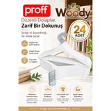 Proff Ahşap Desenli Plastik Elbise Askısı-Beyaz- 24 Adet