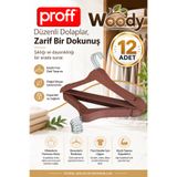Proff Ahşap Desenli Plastik Elbise Askısı-Kahverengi- 12 Adet