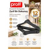 Proff Ahşap Desenli Plastik Elbise Askısı-Siyah- 12 Adet