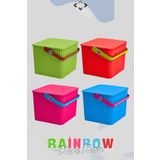Proff Rainbow Kare Kapaklı Kulplu Piknik Sepeti Düzenleyici 1 Adet Kare Kova Pembe