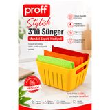 Proff Stylish 3'lü Çizmez Bulaşık ve Temizlik Süngeri - Çok Amaçlı Düzenleyici Mandal Sepeti Hediyeli