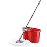 Proff Turbostar Mikrofiber Spin Döner Başlıklı Temizlik Seti Kova + Mop + Uzatılabilir Teleskobik Sap 15 Lt Kırmızı
