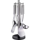 Profi Plus Mutfak Yardımcısı Seti, 7 Parça, 6 Yardımcı Ayaklı Stand, Kepçe, Köpük Kaşık, Wok Spatulası, Spatula, Çırpma Teli, Sebze Soyucu, Paslanmaz