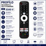 Profilo 0345-V Ses Komutlu Akıllı LED Tv Kumandası Netflix Youtube Prime Video Disney+ Tuşlu