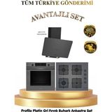 Profilo Ankastre Set Buhar Destekli 76LT Fırın - Davlumbaz-Ocak FXSA243F-DVK6J479-OE36P9P10D - Gri