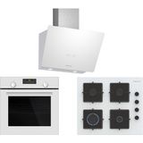 Profilo Profilo FRMA234B-OE36K2P10D-DVK6J629 Beyaz Prestij Ankastre Set 60 cm Gazlı Ocak Fırın ve Davlumbaz ile Modern Mutfak Çözümü