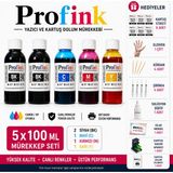 Profink Profınk Canon MP170 IP1200 IP1300 (Pg 40 cl 41) Vakum Aparatlı Kartuş Dolum Seti 5X100ML 5 Li Set - Renkli
