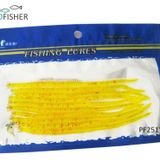 Profısher 10 Adet Set 13,5cm Simli Sarı Silikon Solucan Sahte Yem