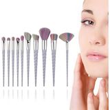 Profisher 10 Lu Unicorn Makyaj Fırça Set Gökkuşağı Kıl Spiral Saplı Karıştırma Toz Göz Farı Makyaj