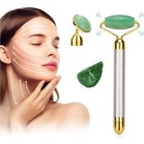 Profisher 2 In 1 Güzellik Masaj Kalem Set Doğal Green Jade (Yeşim) Taş, Gümüş Çubuk