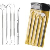 Profisher Paslanmaz Çelik Diş Temizleme Ağız Bakımı 5 Li Set Ayna Orak Skaler Spatula Cımbız