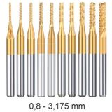 Profisher Titanyum Kaplı Tungsten Çelik CNC Freze PCB Kesici 0,5 - 3,175mm