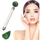 Profisher Titreşimli Güzellik Masaj Kalemi Doğal Green Jade (Yeşim) Taş, Gümüş Çubuk