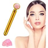 Profisher Titreşimli Güzellik Masaj Kalemi Doğal Pink Jade (Yeşim) Taş, Gold Çubuk - Açık Pembe