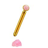 Profisher Titreşimli Güzellik Masaj Kalemi Doğal Pink Jade (Yeşim) Taş, Gold Çubuk