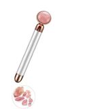 Profisher Titreşimli Güzellik Masaj Kalemi Doğal Pink Jade (Yeşim) Taş, Gümüş Çubuk