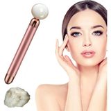 Profisher Titreşimli Güzellik Masaj Kalemi Doğal White Jade (Yeşim) Taş, Pembe Çubuk - Beyaz