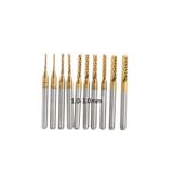 Profisher Tungsten Karbür Pcb Kesme Cnc Freze Kaplama Uç 1.0-3.0mm 10lu Set