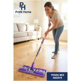 Profit Home Mandallı Mop Temizlik Seti, Istediğin Bezi Tak, Yer Duvar Cam Tavan Mopu ( 1 Yedek Bezle Beraber)