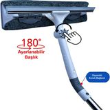Profit Home Teleskopik Camsil Çekçek Cam Silme Aparatı 180 Derece Döner Başlıklı - Gri - Standart