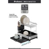 prohane INOX MASTER KD400 | Genişletilebilir 2 Katlı Bulaşıklık | 304 Paslanmaz Çelik | Su Tahliyeli Tezgah Üstü Kurutmalık