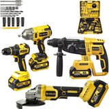 Prohummer Assur ASR1192 Profesyonel Akülü Kömürsüz 4 Lü Matkap Seti 21V 3AH - 800NM Somun Sökme, 26MM Kırıcı Delici, 13MM Darbeli Vidalama, 125MM Avuç Taşlama (Sarı)
