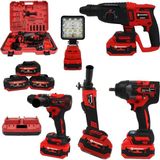 Prohummer HKT507 Yeni Nesil Kırmızı Işıklı 5li Kömürsüz Akülü Makine Seti 21V 4AH (Kırıcı Delici Matkap, 800NM Somun Sıkma, Vidalama, LED Işık, Avuç Taşlama)