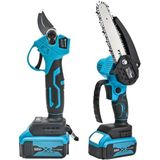 Prohummer Ph101 2Li Set 58 Vf 5 Ah Çift Akülü Çelik Şanzıman Şarjlı Dal Budama Ve Testeresi (Mavi)