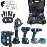 Prohummer PH278 Akülü Kömürsüz 5li Set Makine (800NM Somun Sökme, Kırıcı Delici , 13MM Darbeli Vidalama, 125MM Avuç Taşlama, Powerbank ve Led) 88VF 10P