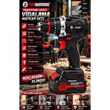 Prohummer PHM003 Blackforce Profesyonel Kömürsüz Akülü 4lü Vidalama Seti - 21V 4AH 700NM Somun Sökme, Vidalama Matkap, Kırıcı Delici ve Avuç Taşlama - Renk