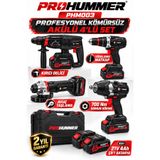 PROHUMMER PHM003 Profesyonel Kömürsüz Akülü 4lü Vidalama Seti - 21V 4Ah 700Nm Somun Sökme, Vidalama Matkap, Kırıcı Delici ve Avuç Taşlama