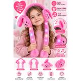 PROHUNTER Sevimli Peluş Tavşan Tüylü Hareketli Hareket Eden Sesli Kulaklık Çocuk Kulaklığı (Işıklı)