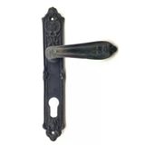 Proithalat Antika Tarz Dekoratif Pirinç Çiçekli Banyo Kapı Kolu - 240x40 mm, Oksit