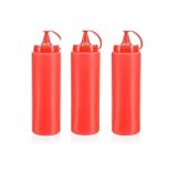 Proithalat ETT Ketçap Şişesi 1000ML Dev Boy Kırmızı (3 Adet) - BPA'sız Sosluk