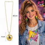 Proithalat Retro Disko Topu Şekilli 80'ler 90'lar Altın Renk Plastik Kolye