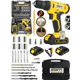 Projcb Plus Germany Perstoch 45 Kademe Yüksek Tork 328 W Çelik Şanzuman Çift Akülü Şarjlı Matkap + Set