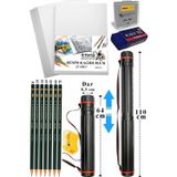 Proje Tüpü Dar 1 Adet 50x70 cm Resim Kağıdı 25 Adet Dereceli Resim Kalemi Bozuka Proje Tüpü Silindir Proje Tüpü