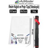Proje Tüpü Dar 1 Adet 50X70 Cm Resim Kağıdı 50 Adet Bazuka Proje Tüpü Silindir Ve Resim Kağıdı Seti Çizim Seti