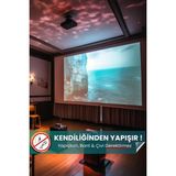 Projeksiyon Perdesi, Ev Sineması, Yapıştırıcı Gerektirmeyen, Duvar Projeksiyon Perdesi - 150x220