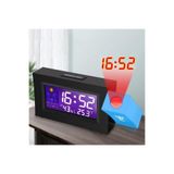Projeksiyonlu Masa Saati Derece Nem Tarih Göstergeli Çalar Saat Alarm Duvara Yansıtmalı Saat Siyah
