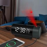 Projeksiyonlu Silindir USB Güç LED Ekran Çalar Saat Sıcaklık Çift Alarm - Çok Renkli