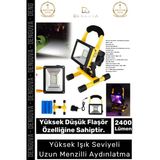 #Projektör 30W Cob Led 2400 Lümen Ip44 Su Geçirmez Sos Modlu Taşınabilir Kamp Şarjlı Spot Lamba Projektör